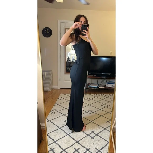 Beautiful Long Black Slip Dress - Picture 3 of 5